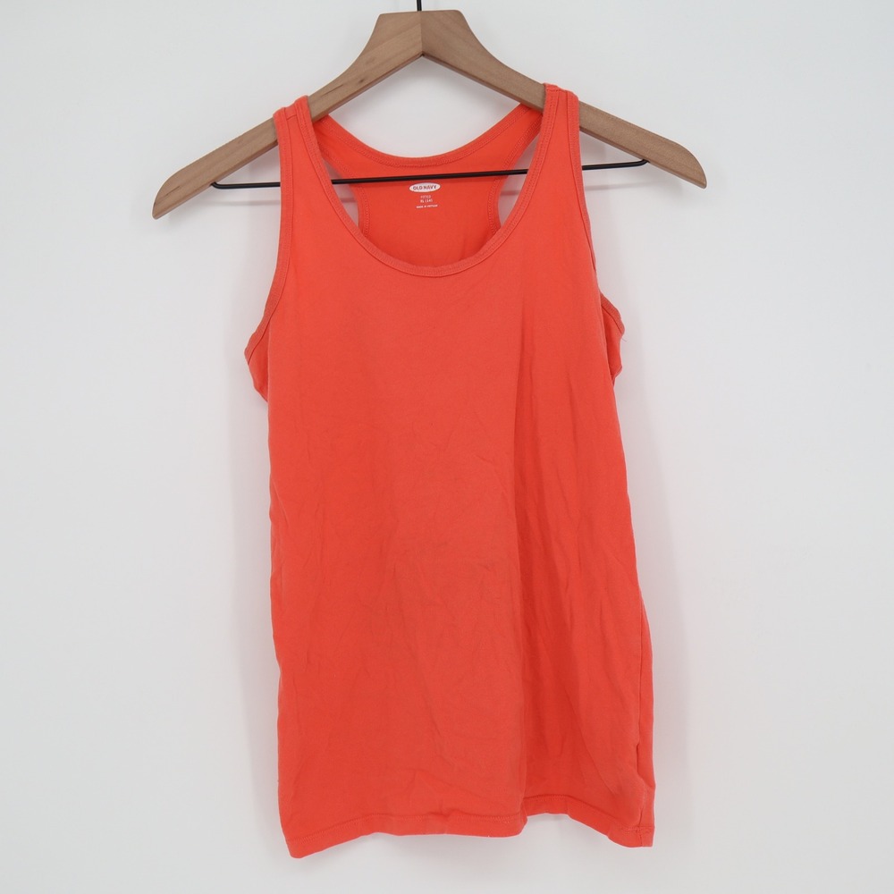 Old Navy Tank Top Girls XL 14 Fitted Racerback Orange Stretch Good